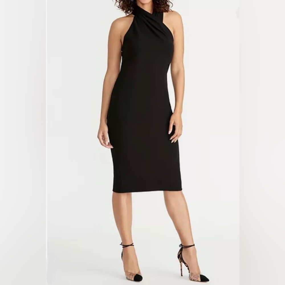 NWT❗️Rachel Roy Black Harland Halter Sheath Midi Dress
